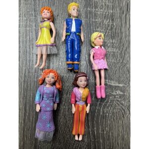 VTG 2001 Polly Pocket LOT 5 DOLLS Dressed With Clothing Shoes Y2K Fashion Boy